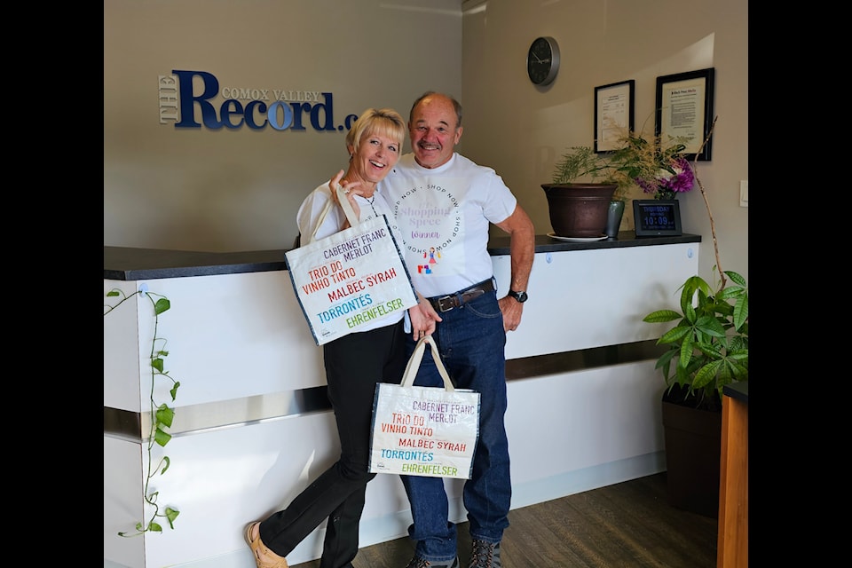 Valerie and Kelly starting the spree at the Comox Valley Record office.