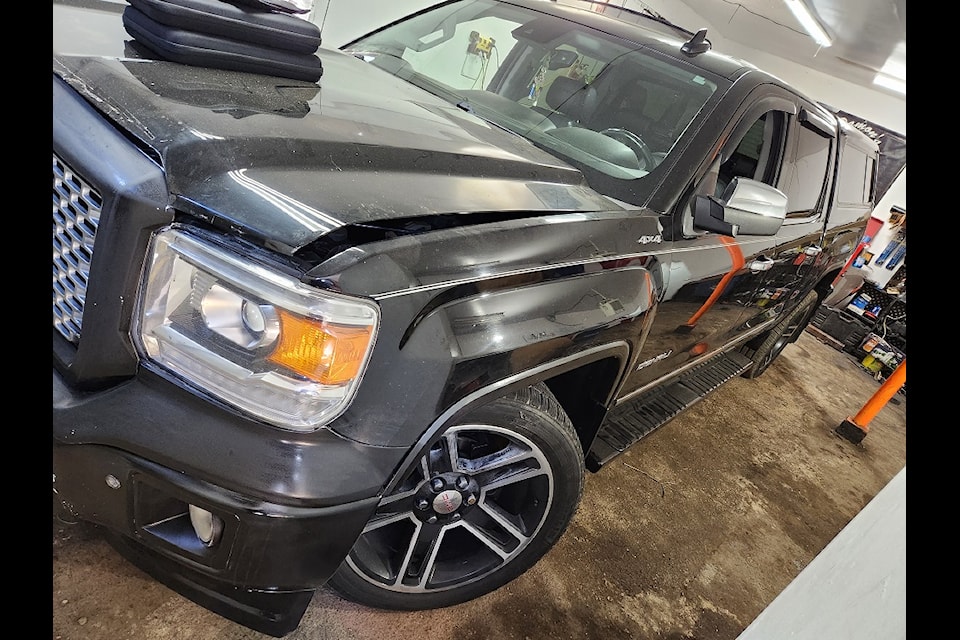 Witnesses are asked to call police if they saw this black GMC Sierra Denali pickup with a black canopy in Fanny Bay on July 31, 2025.