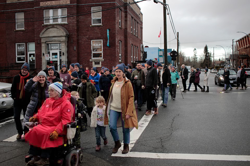 Walkers set out on their routes.