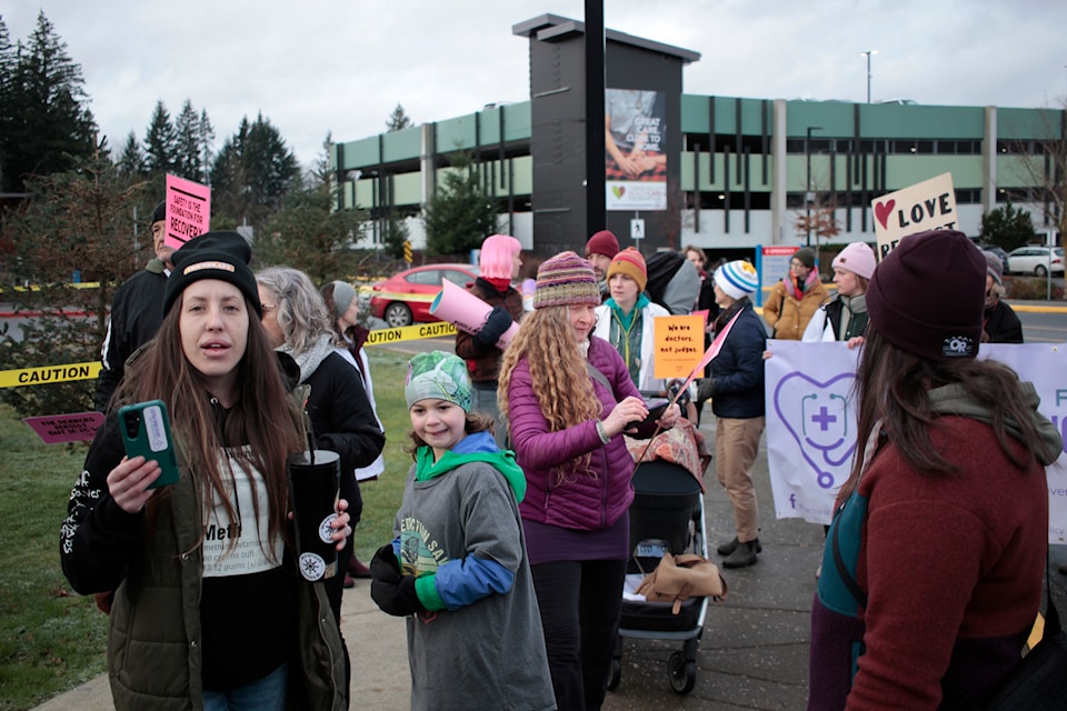 Supporters of Doctors for Safer Drug Policy and Moms Stop the Harm set up an unsanctioned Overdose Prevention Site at the Comox Valley Hospital. 