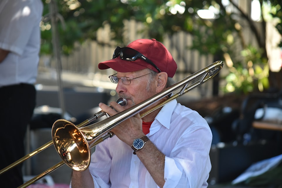 The Comox Valley Concert Band performed at Randy Wiwchar Plaza, in front of Sid Williams Theatre.