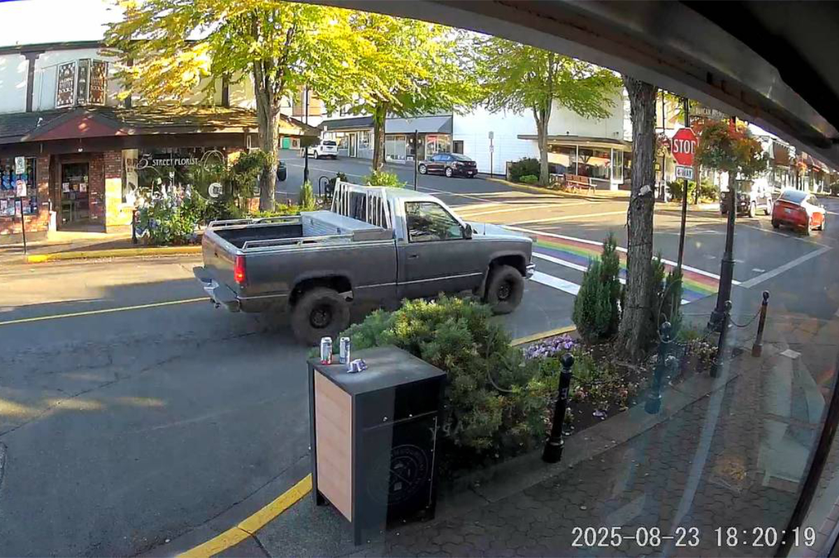 RCMP seeking truck driver after Pride-themed Courtenay crosswalk damaged