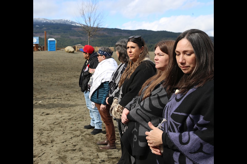 The two canoes St’ixim and Spilus were blessed and named at Comox (Pentlatch) Lake.