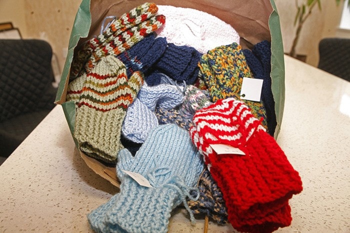 Jean Henderson has knitted 50 pairs of children's mitts for those in need.