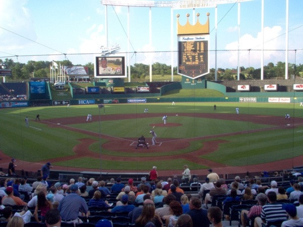 First pitch - Texas Rangers at Kansas City Royals at Kauffman Stadium