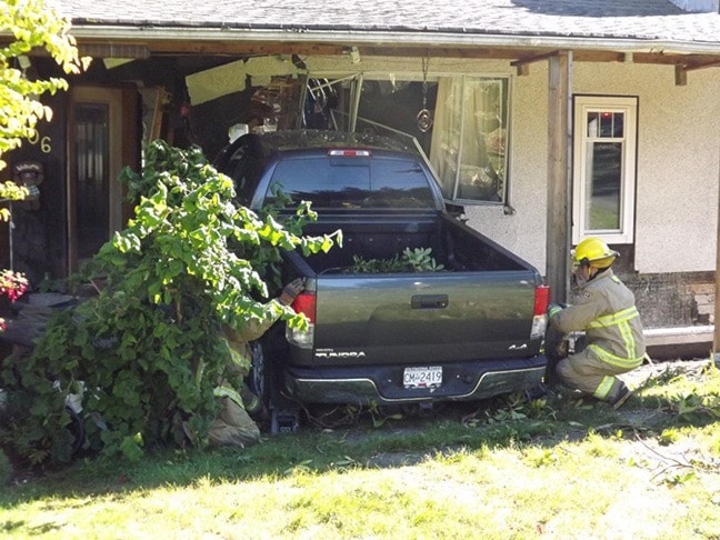 car in house