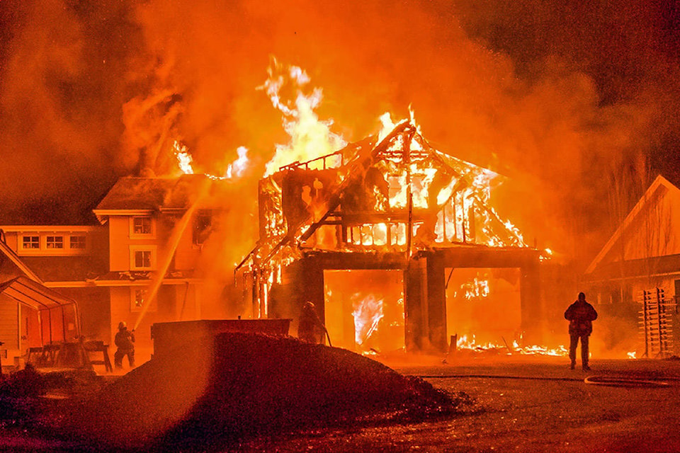 A home off Terrien Road in Nanoose Bay was destroyed by fire in the early morning of Feb. 23. (Jim Murray photo)