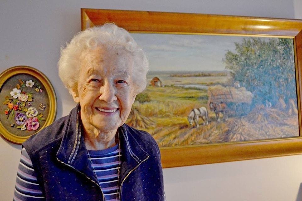 Helen Watson, posing for a photo for her 100th birthday, turned 105 on Saturday (Nov. 21). (File photo)