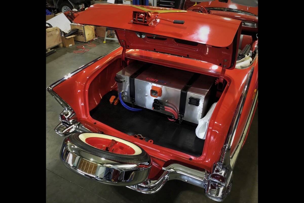 1957 Chevrolet Bel Air rear-battery. (canEV photo)
