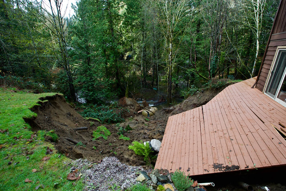 Jeff Morrow’s Atkins Road property was heavily damaged by flood waters during the record-breaking Nov. 15 storm. With more rain on the way, he now worries the situation will only get worse. (Justin Samanski-Langille/News Staff)