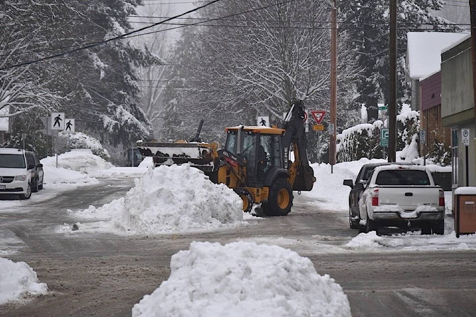 This was the scene Thursday afternoon at the corner of 4th and Duncan in downtown Courtenay. Scott Stanfield photo