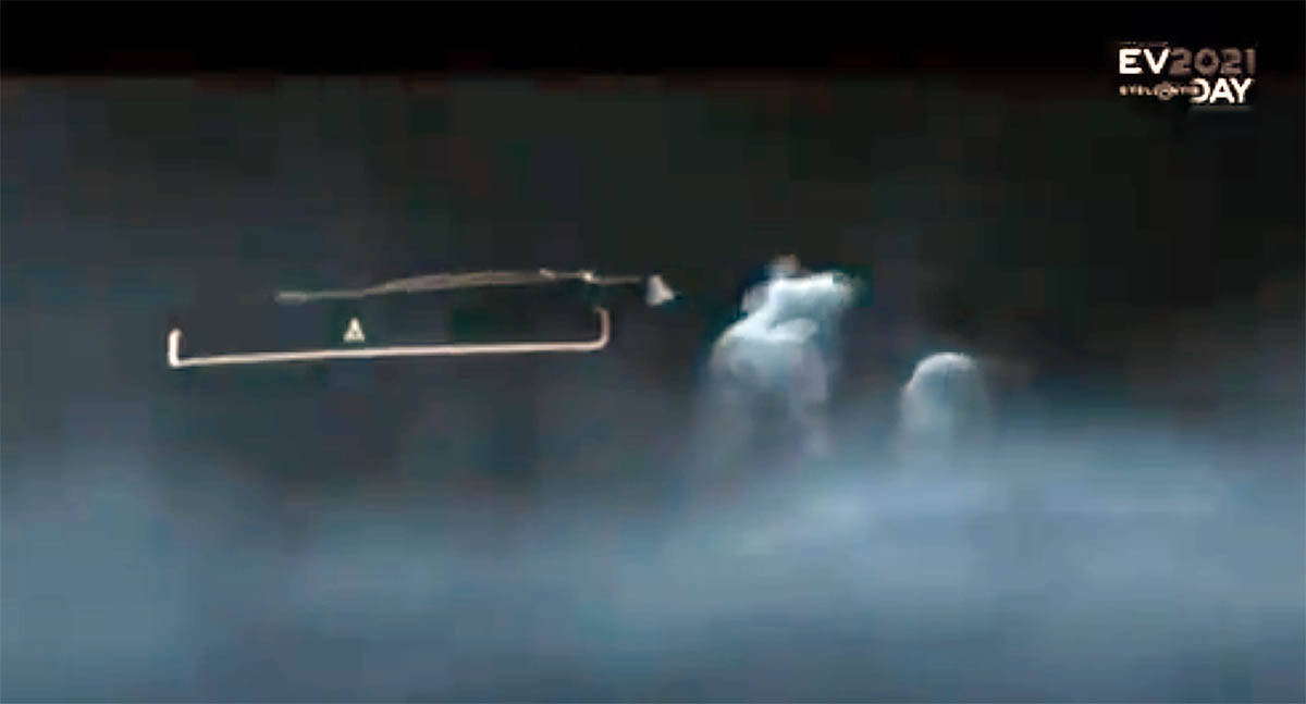 Dodge CEO Tim Kuniskis referred to an electric Dodge Charger in connection with a teaser video clip of an EV spinning all four tires. PHOTO: TWITTER SCREEN GRAB