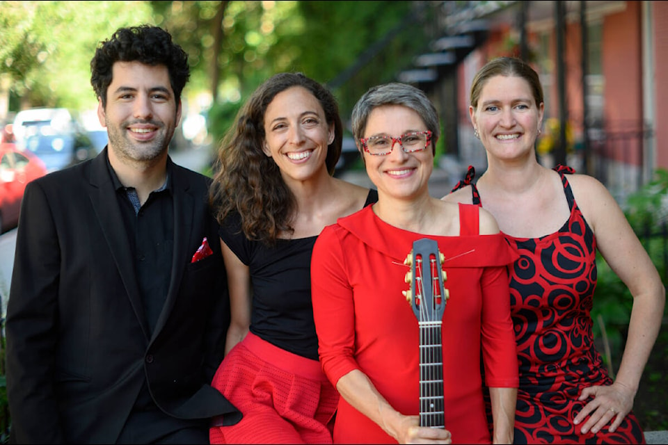 The musicians for this Christine Tassan et les Imposteures tour are Christine Tassan, Zoé Dumais, Blanche Baillargeon and Jeff Moseley. Photo by Randy Cole.