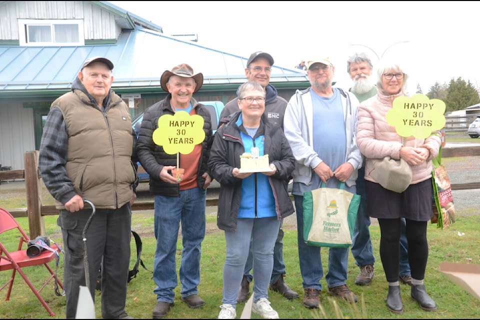 Many original members and long-time vendors were celebrated at the Comox Valley Farmers’ Market 30th birthday Saturday. Photo by Mike Chouinard
