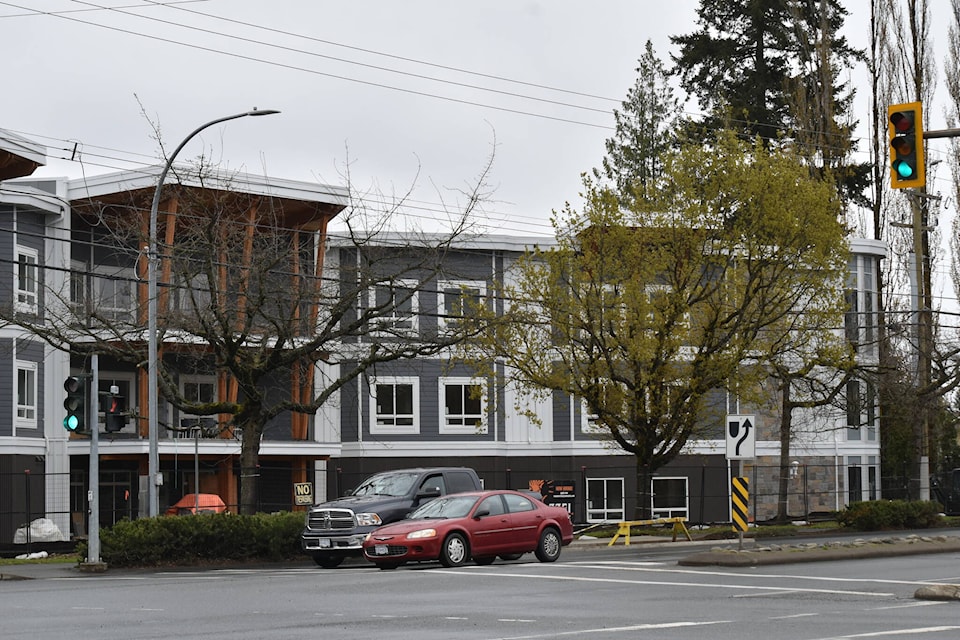 Ocean Front Village, a seniors’ lifestyle community projected to open July 18, is under construction on Cliffe Avenue in Courtenay. Scott Stanfield photo