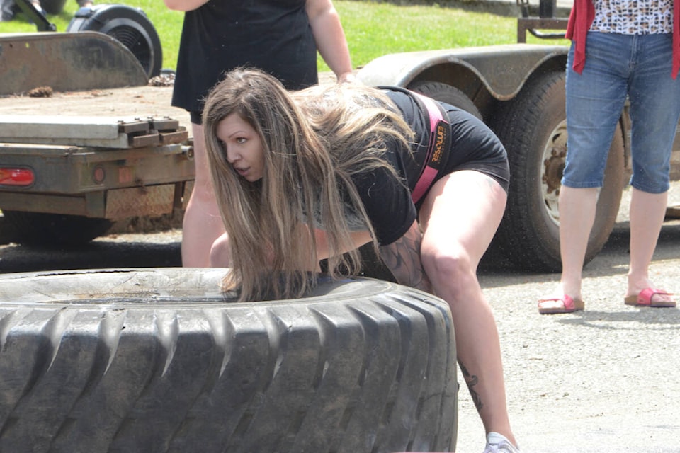 Lataisha Maynard gets ready to lift in the Comox Valley Strength Fest on Saturday at Lewis Park. Photo by Mike Chouinard