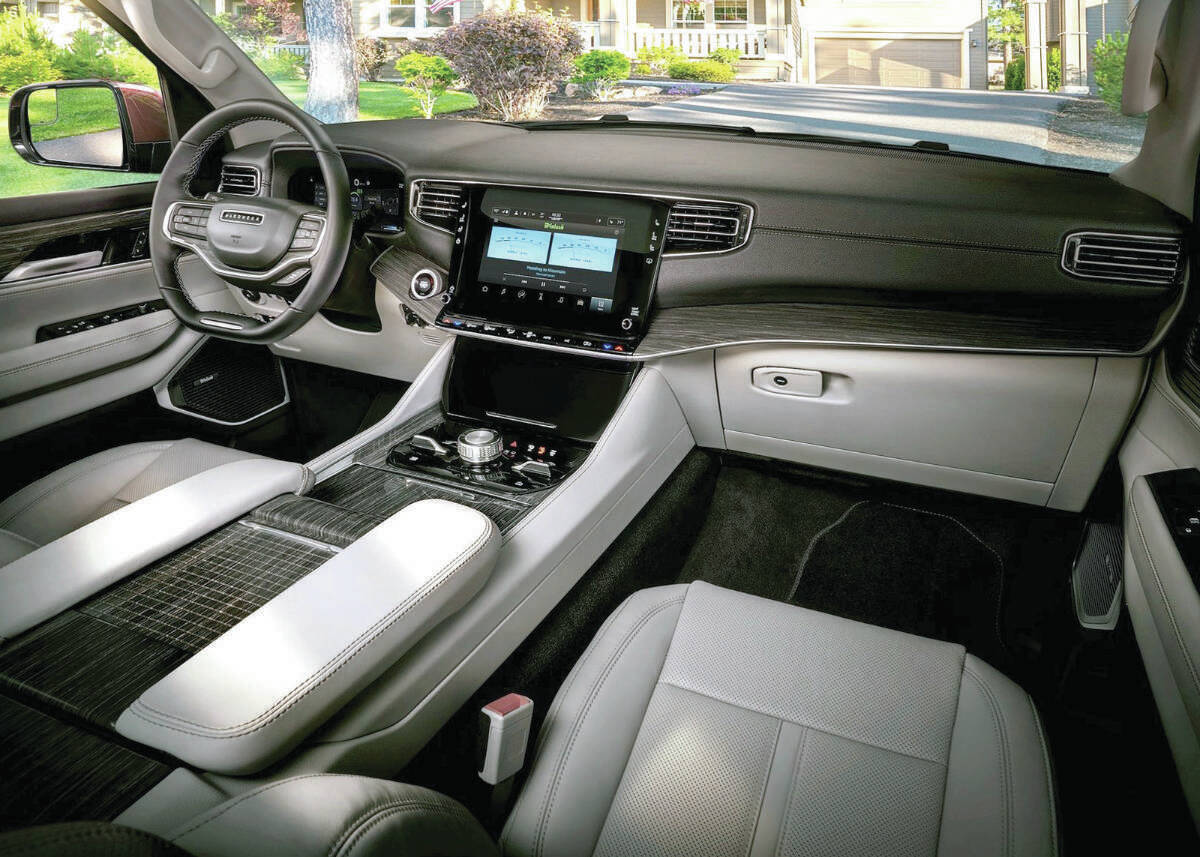 The difference between the Wagoneer and Grand Wagoneer comes down to equipment. The base Wagoneer Series II rings in at nearly $83,000, so its not exactly basic. (A less expensive Series I will arrive later in the model year.) The Grand Wagoneer starts at about $106,000. PHOTO: JEEP