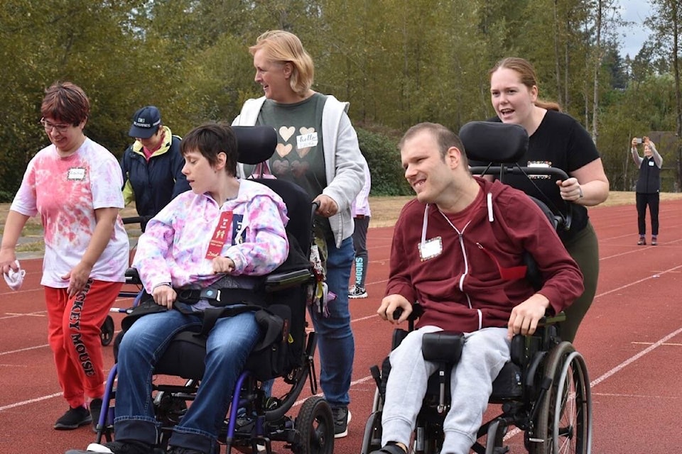 Operation High Jump featured a wheelchair push and other fun events, Friday at the Vanier track in Courtenay. Scott Stanfield photo