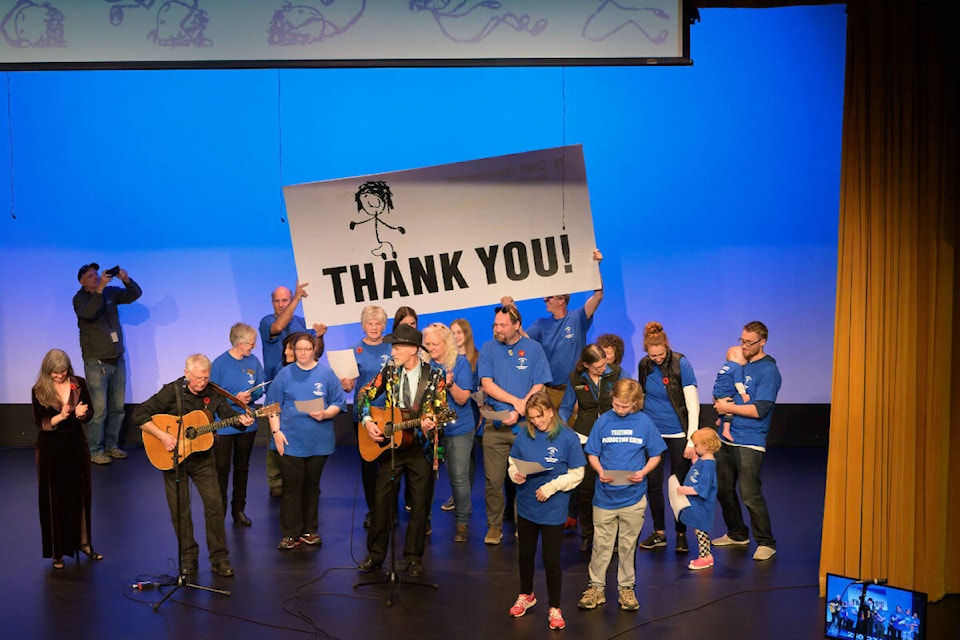 The annual Comox Valley Child Development Association Telethon always ends with a rousing “thank you” and the song “Do it for the kids!” Photo by Don Tait