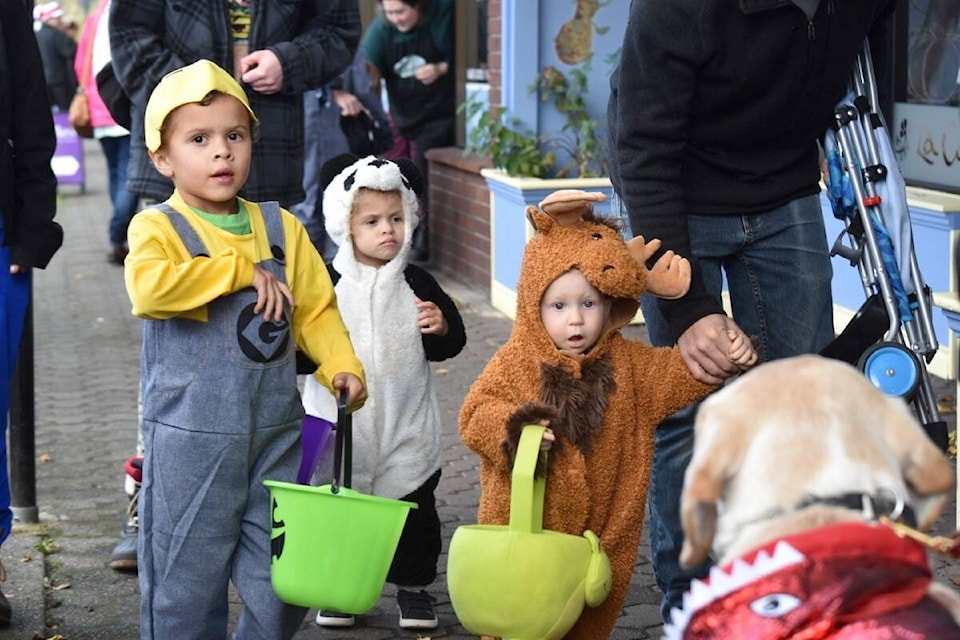 Downtown Courtenay came alive Monday afternoon with young trick or treaters for the annual Courtenay Halloween Parade and Party. Scott Stanfield photo