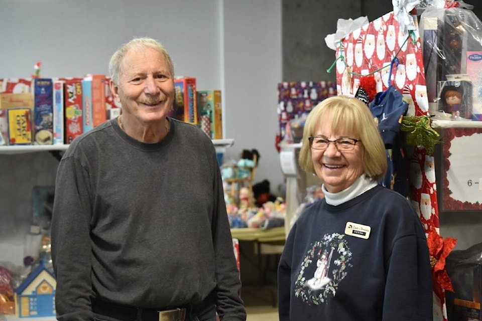 Santa’s Workshop president George Luterbach and co-ordinator Donna Kennedy pictured at the Newport Village workshop. Scott Stanfield photo