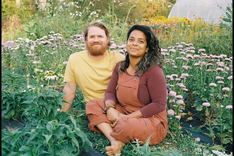 Above: Thanu Eagalle and Aaron Brown are pictured at Wild Bee Florals. Truzy Photos Below: Pendleton Farm owner Sarah Wilson. Photo supplied