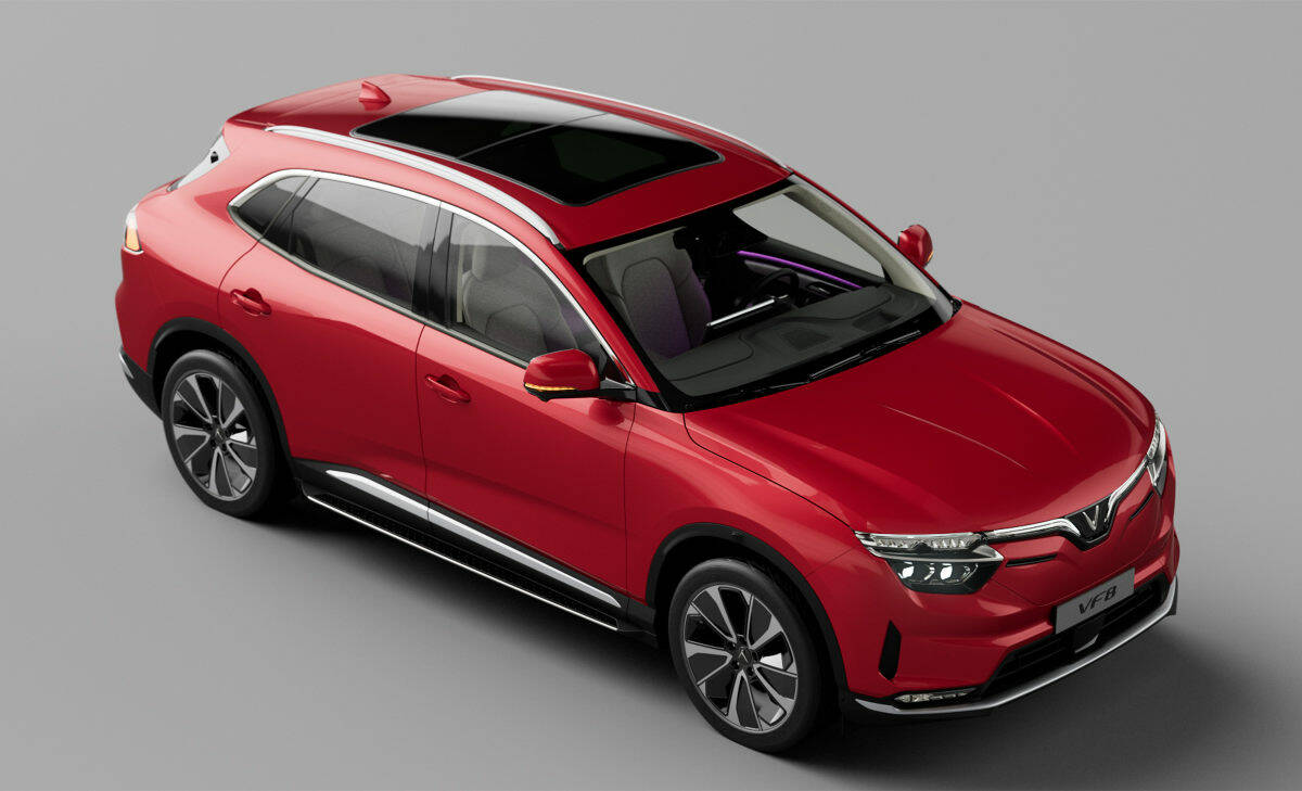 The VF 8, designed by Pininfarina of Italy, is a handsome five-passenger midsize utility vehicle thatÂ’s about 13 centimetres longer and five centimetres wider than the Honda CR-V. PHOTO: VINFAST
