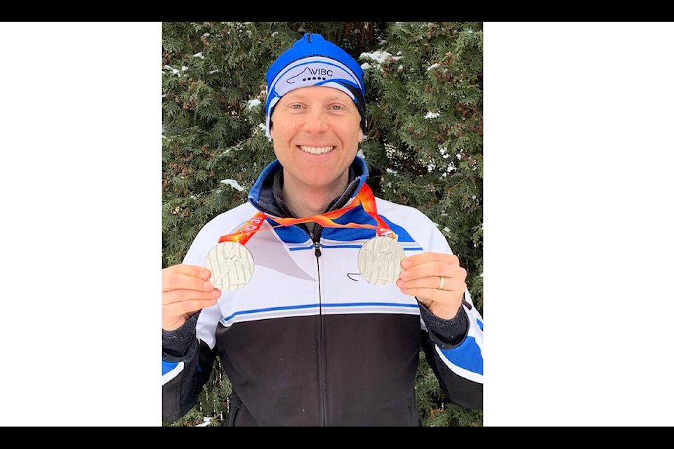 Comox Coun. Dr. Jonathon Kerr of the Vancouver Island Biathlon Club won two silver medals at the B.C. championships Feb. 24-26 in Prince George. Facebook