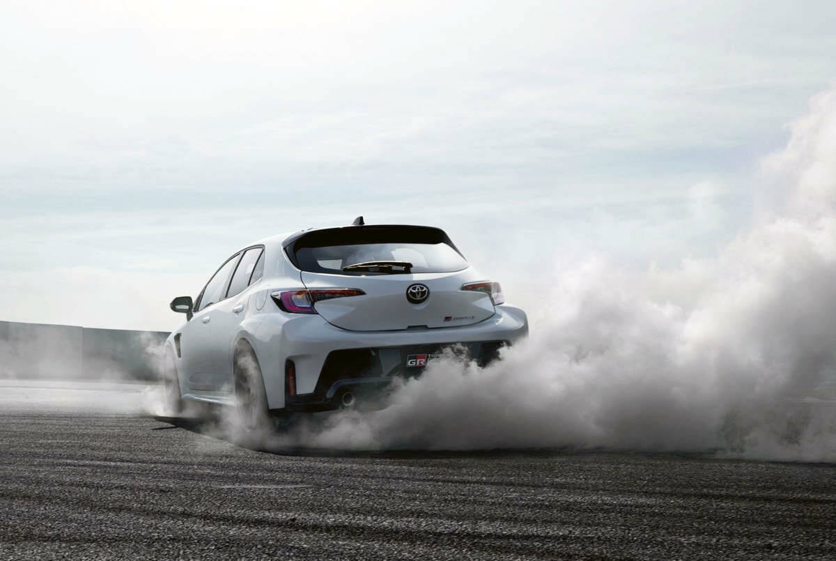 The GR CorollaÂ’s AWD system offers variable (selectable) front-to-rear torque splits of 60:40 (the default setting) 50:50 or 30:70, depending on surface conditions and driver preferences. PHOTO: TOYOTA