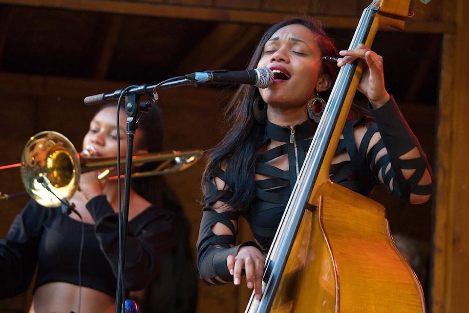 Angelique Francis (seen here in concert with her sister, Kira, playing trombone) won the 2023 Juno for Blues Album of the Year on March 11. Francis and her family will be playing at Vancouver Island MusicFest this summer. Photo via Doug Cox