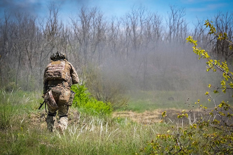 Ukrainian solder participates in a live fire training exercise in Ukraine. Darrell McKay photo