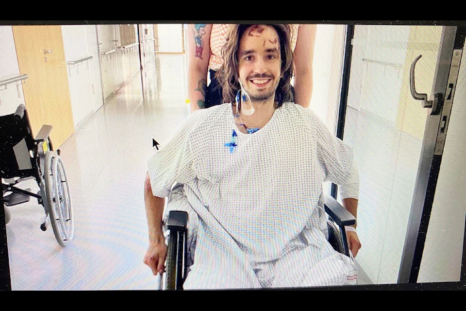 Despite having two broken hips and legs and other injuries, Oscar Hanke of Chemainus feels grateful to be alive and is keeping in good spirits while recovering in Germany. He finally got to trade the hospital bed in for a wheelchair which was really positive. A fundraiser has been started for Hanke for the to help with long healing journey ahead of him.