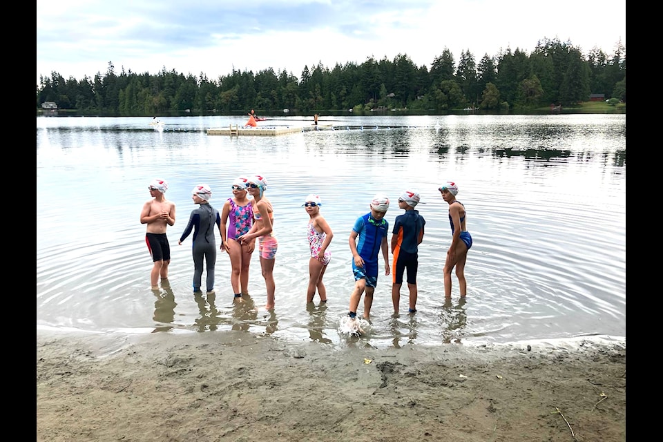 Youngsters line up ready to begin their Cowichan Challenge race on June 30 at Fuller Lake. 