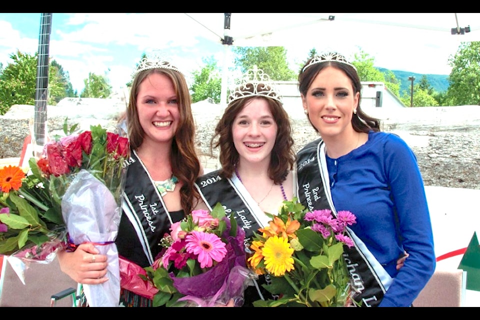 "Crowned Saturday at Lake Days: 1st Princess Madisyn Young, Lady of the Lake 2014-2015 Lauren Frost and 2nd Princess, Marigold Arbic." 