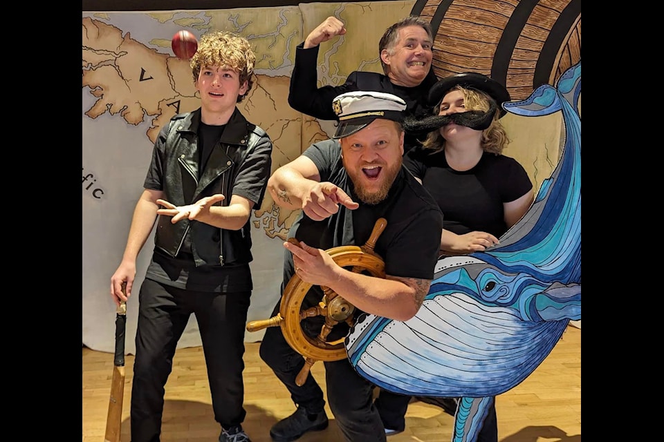 Nathan Power (left), Rien Vesseur, Cassidy Marat, and Will Johnson bring their acting talents to the upcoming production of Messages in the Dust written by Johnson and directed by Vesseur. This show sails into an array of Cowichan venues this summer.