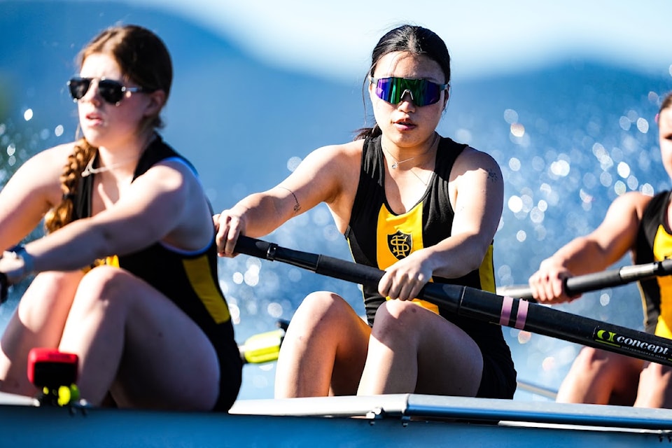 The Shawnigan Lake Regatta celebrated 62 years of rowing with their annual three-day event held from May 10 to 12 at Shawnigan Lake West Provincial Park. Seen here is a close up of rowers Melody Wehrner and Angela Chui.