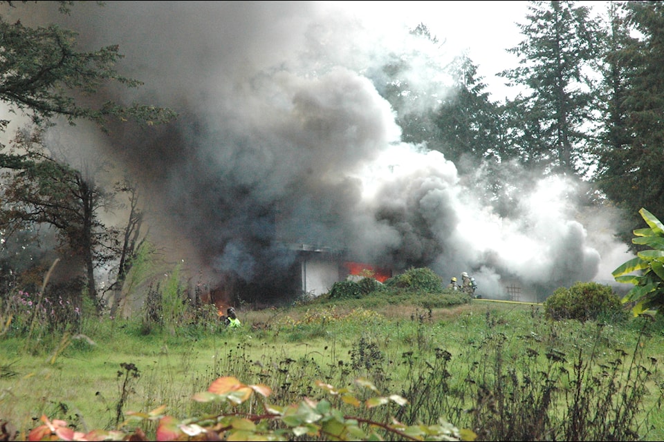 Firefighters were called out to a fully-involved fire at the two-storey home at 1662 Maple Bay Rd. on Monday morning.