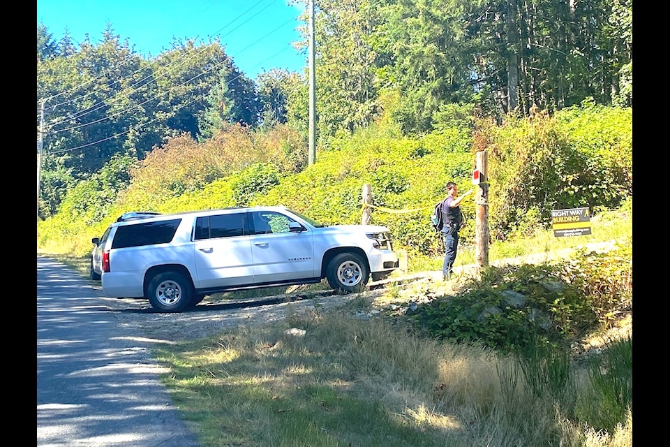 Police attend to a home in the 7900 block of Cowichan Lake Road near Greendale Road on Thursday, Sept. 5.