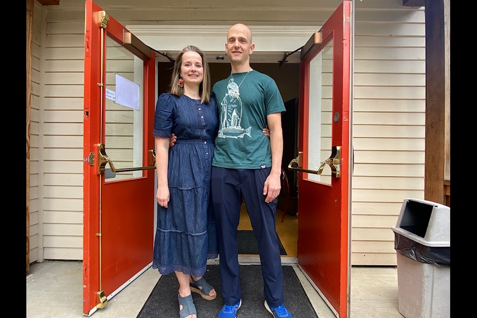 Opening the doors to a life 'Beyond your Wildest Imagination'. Brandon Kirk and his partner Julia Balabanowics launched their new podcast that focuses on the struggles of addiction, and how beautiful life can be beyond it at The HUB in Cowichan Station on April 12. (Chadd Cawson/Connector)