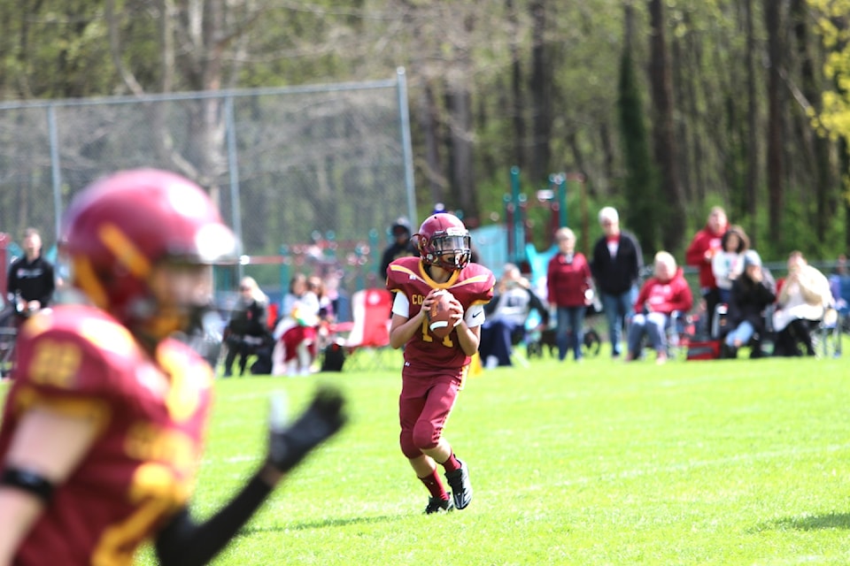 Kasan Randhawa and the junior bantam Bulldogs beat Oceanside 14-10 on April 19 at McAdam Park.