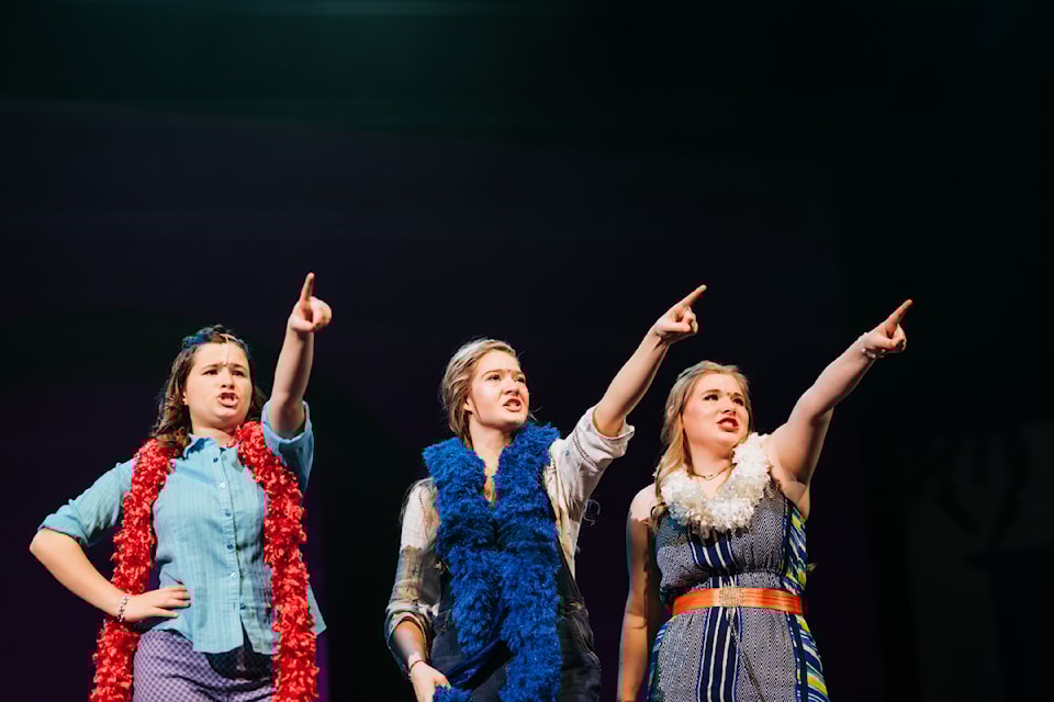 The students at Queen Margaret's School belt out the ABBA tunes in their production of musical Mamma Mia! in April, 2025. (Ashley Marston photo)