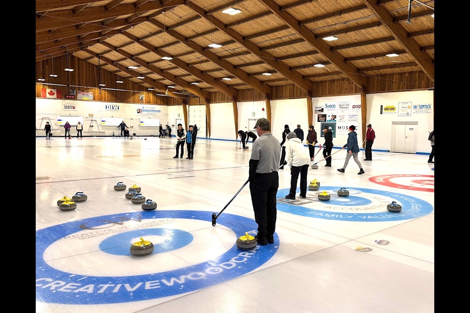 Curlers participate in the third the annual men's and women's parallel curling bonspiel held at the Glen Harper Curling Centre Jan. 16-19. (Courtesy of Donna Wachowich)