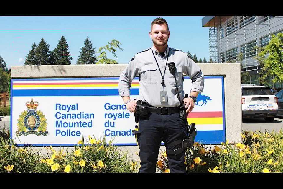 Constable Kyle Hicks will be trading in his uniform and pistol for more comfortable clothes and pedals as he cycles for cancer in this year's Tour de Rock. Hicks, who poses outside of the new station on Drinkwater Road, has set his personal goal at raising $50,000 for the cause. (Chadd Cawson/Citizen)  