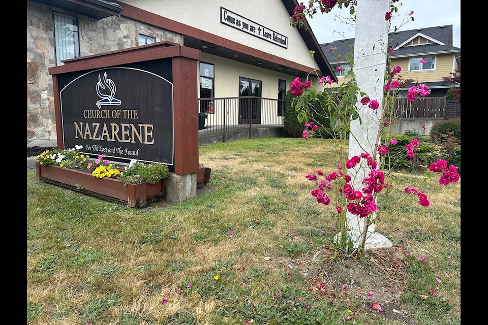 The roses welcoming parishioners to the Cowichan Valley Church of the Nazarene on Sherman Road have been damaged, but church leaders are grateful their news community gardens were spared.