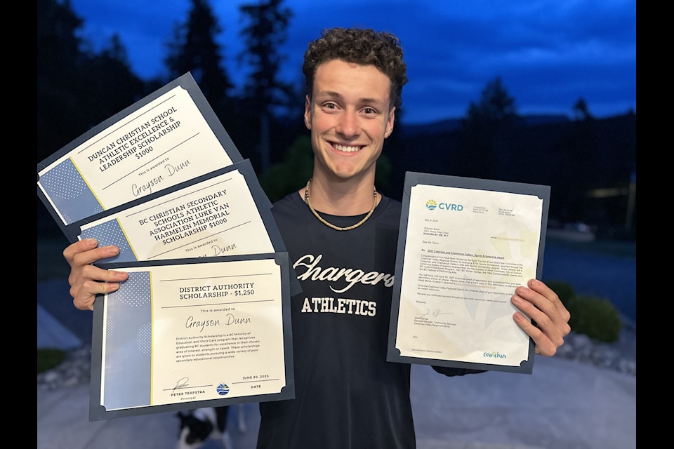 Grayson Dunn earned four scholarships en route to his second-straight senior boys Athlete of the Year honours.