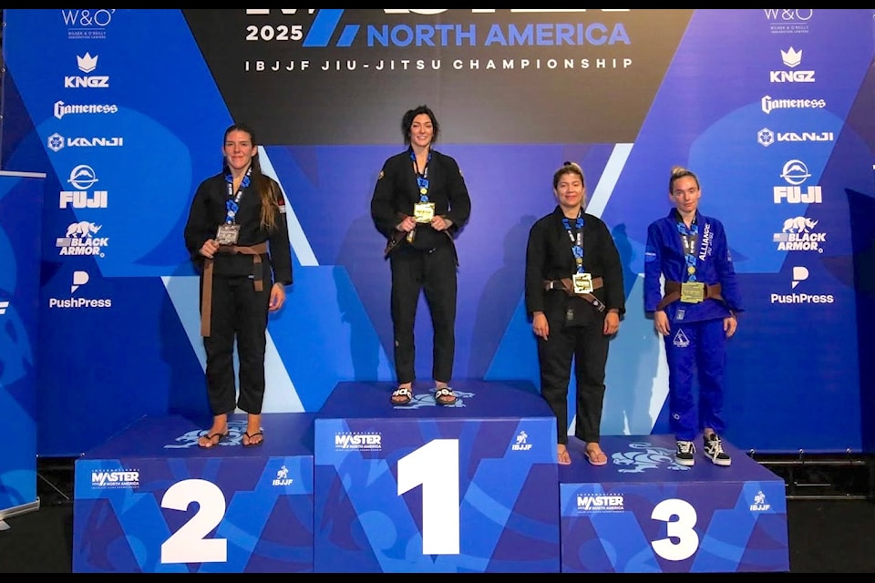 Lake Cowichan's Brandi Pearce has won double-gold at the International Brazilian Jiu-Jitsu Federation's 2025 Master International Jiu-Jitsu Championship - North America tournament in Long Beach, California May 28.