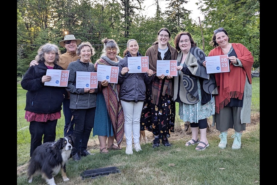 Zone Festival earlier in May. Along with a handful of other awards they were awarded 'Best Production' and are of to the BC Mainstage Festival in Fort St. John this July. The cast and crew of Brontë are all smiles as they hold up their awards and get read to take their show on the road one last time. (Photo by Rien Vesseur)