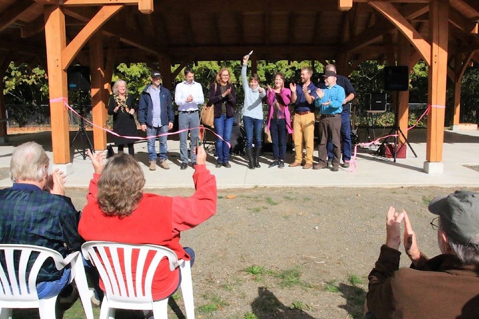The ribbon is finally cut and the new Shawnigan Lake Paviliion is open. (Lexi Bainas/Citizen)