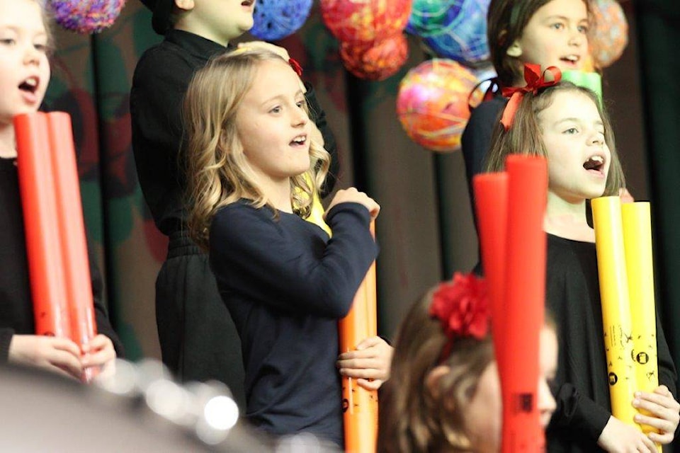 The Grade 2 class at Queen Margaret’s School performs at the Christmas Concert early in December. (submitted)
