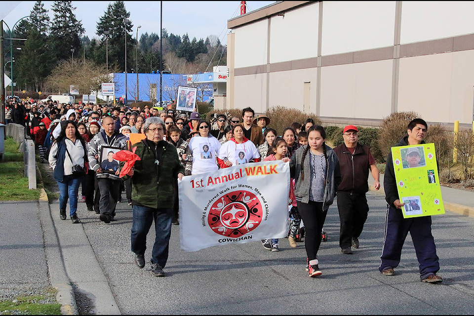 The 1st Annual Cowichan Tribes Walk for Missing and Murdered Men, Women and Children kicks off along Cowichan Way on Saturday morning, Feb. 10 in Duncan. See page 13 for the full story. (Lexi Bainas/Citizen)
